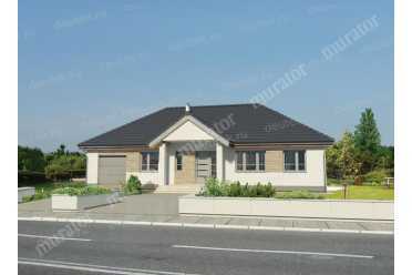 Проект широкого дома с гаражом и эркером DTM147