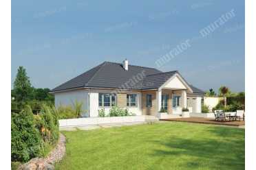 Проект широкого дома с гаражом и эркером DTM147