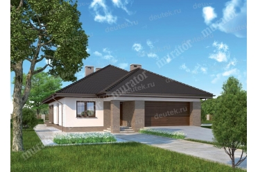 Проект одноэтажного дома с гаражом на 2 машины DTM99