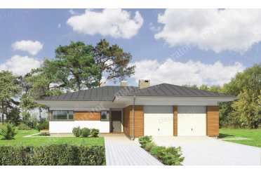 Проект дома Т-образной формы с гаражом DTM166