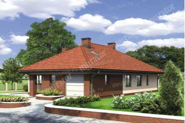 Проект одноэтажного узкого дома с гаражом DTM170