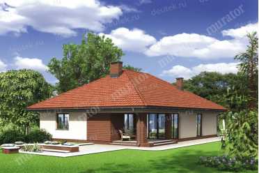 Проект одноэтажного узкого дома с гаражом DTM170