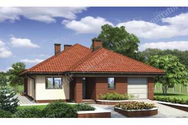 Проект одноэтажного узкого дома с гаражом DTM170