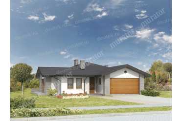 Проект одноэтажного дома с гаражом на 2 авто DTM183