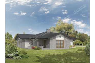 Проект одноэтажного дома с гаражом на 2 авто DTM183