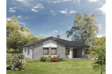 Проект одноэтажного дома с гаражом на 2 авто DTM183