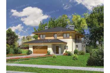 Проект дома с гаражом, лоджией и 5 спальнями DTM216