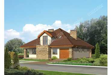 Проект одноэтажного дома 14х15 с мансардой DTM217