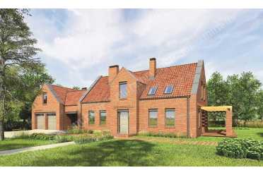 Проект английского дома с переходом в гараж DTM218