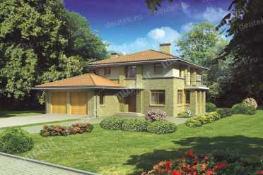 Проект двухэтажного дома 15х16 с гаражом DTM222