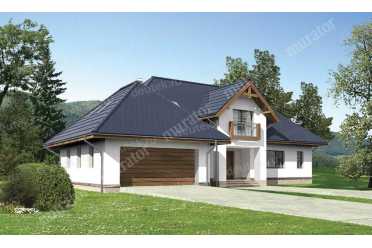Проект двухэтажного дома с гаражом и мансардой DTM232