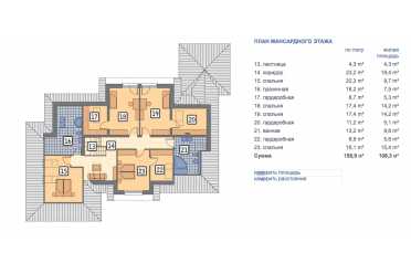 Проект двухэтажного дома с гаражом и мансардой DTM232