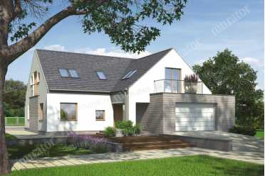 Проект двухэтажного дома с террасой над гаражом DTM233