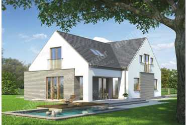 Проект двухэтажного дома с террасой над гаражом DTM233