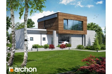 Проект коттеджа в стиле хай тек с камином DT0489