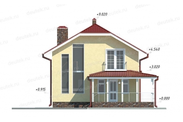 Проект коттеджа с балконом 8 на 8 DT0485