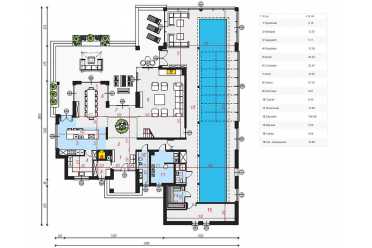 Проект загородной резиденции с бассейном DT1019