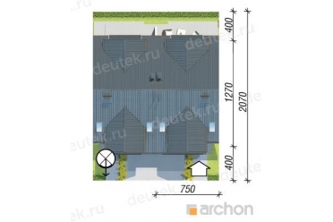 Проект двухэтажного таунхауса на 4 семьи DT0524