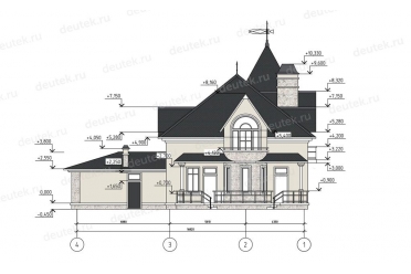 Проект коттеджа в стиле замка с башней DT0301