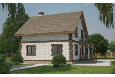 Проект дома 9 на 9 с мансардой из газобетона DT0314