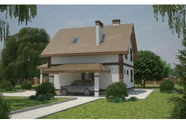 Проект дома 9 на 9 с мансардой из газобетона DT0314