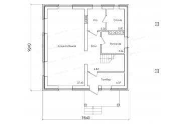 Проект дома 9 на 9 с мансардой из газобетона DT0314