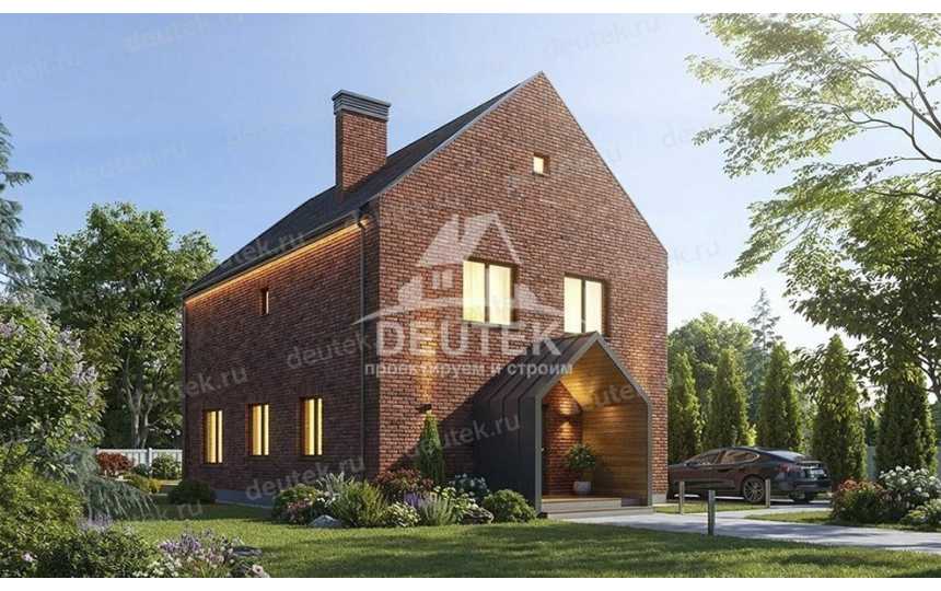 Проект узкого двухэтажного дома с размерами 16 м на 8 м - LK-337