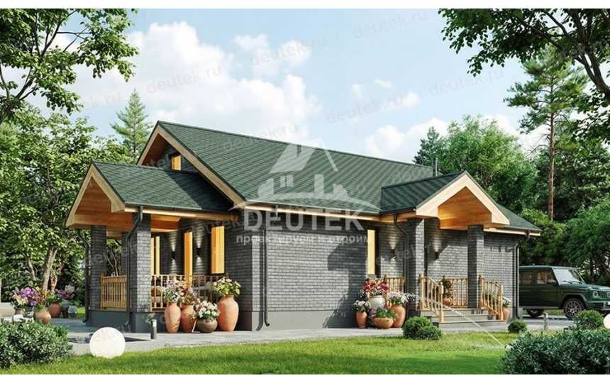 Проект дачного одноэтажного дома с размерами 15 м на 13 м - LK-419
