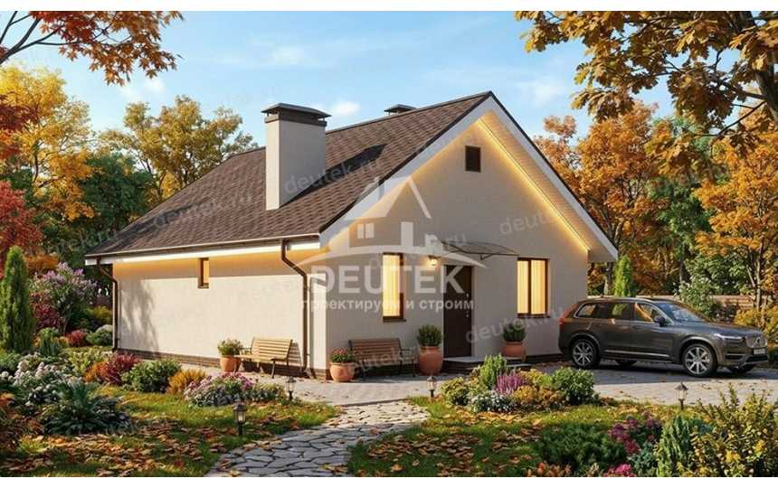 Проект дачного одноэтажного дома с размерами 8 м на 10 м - LK-432