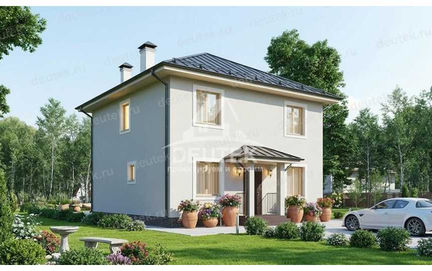 Проект квадратного двухэтажного дома с размерами 9 м на 9 м - LK-444