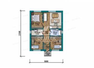 Проект жилого одноэтажного дома с размерами 9 м на 13 м и площадью до 100 кв м - LK-170