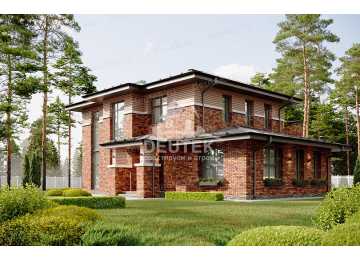 Проект узкого двухэтажного дома с большими окнами и тренажерным залом - LK-327