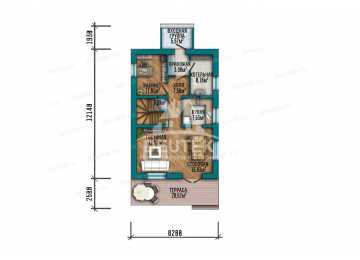 Проект узкого двухэтажного дома с размерами 16 м на 8 м - LK-337