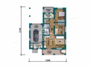 Проект загородного одноэтажного дома с одноместным гаражом - LK-366