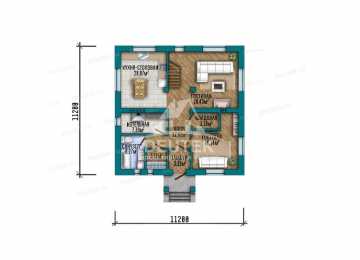 Проект квадратного двухэтажного дома с балконом и террасой - LK-409