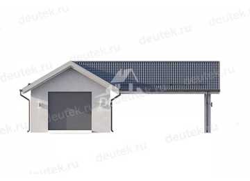 Проект современного одноместного гаража с навесом для автомобиля - LK-303