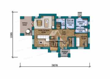 Проект узкого двухэтажного дома с большими окнами и тренажерным залом - LK-327