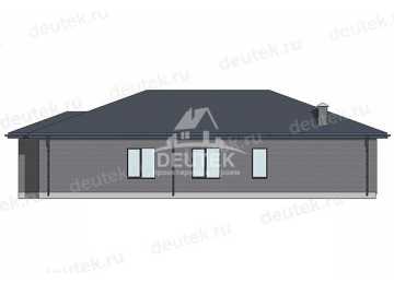 Проект узкого одноэтажного дома с кабинетом и террасой - LK-424