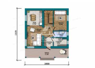 Проект двухэтажного дома площадью 158 м² — 4 спальни, терраса 22,78 м² и односкатная крыша - LK-560